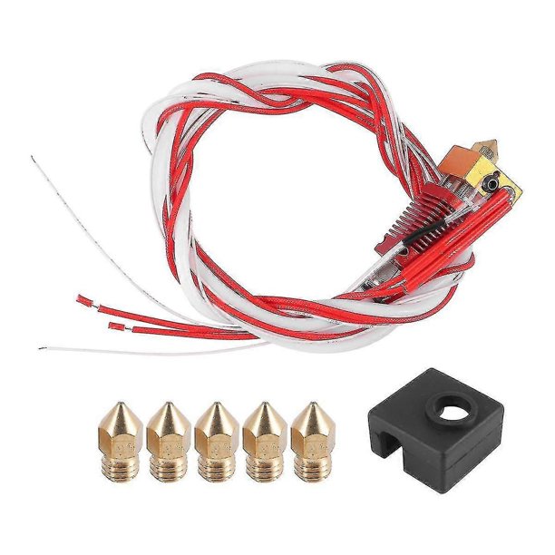 Extrusor para impresora 3D, kit de extremo caliente Mk8 ensamblado para 3 / 3 Pro con bloque calefactor de aluminio, boquilla de 1,75 mm y 0,4 mm.
