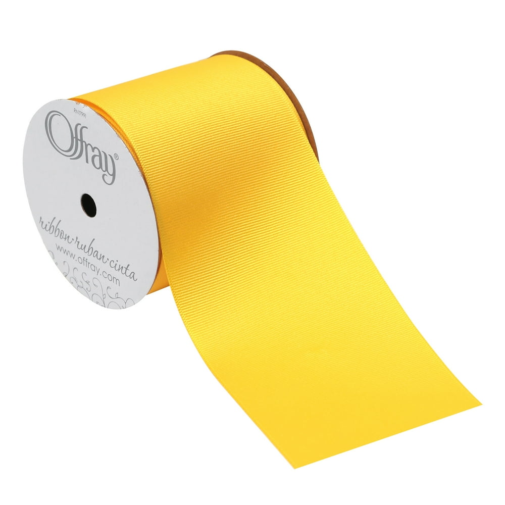 Offray Ribbon Yellow Polyester Ribbon, 3.25