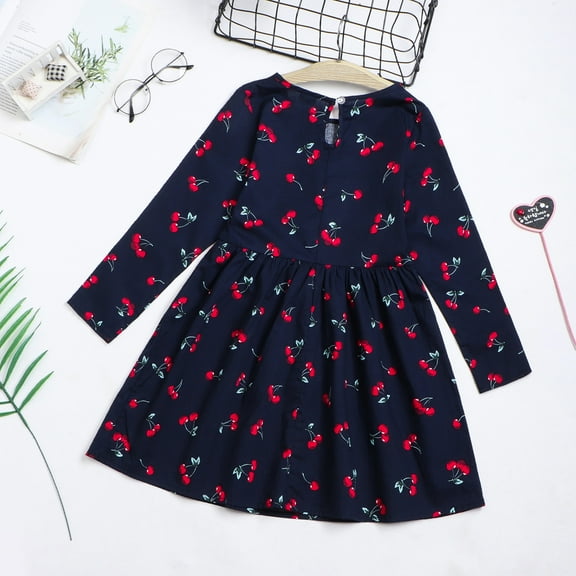 Gubotare Party Dress Girls Dress Unicorn Printed Casual Party Twirly Dress for Kids,Blue 5-6 Years