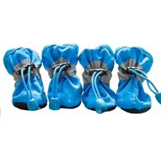 Dog Shoes Waterproof Dog Boots for Small Medium Large Dogs with Soft Anti-Slip Sole,Suitable for Rainy Weather Outdoor Walking, Adjustable Elastic Straps, Reflective at Night (Blue, 1)