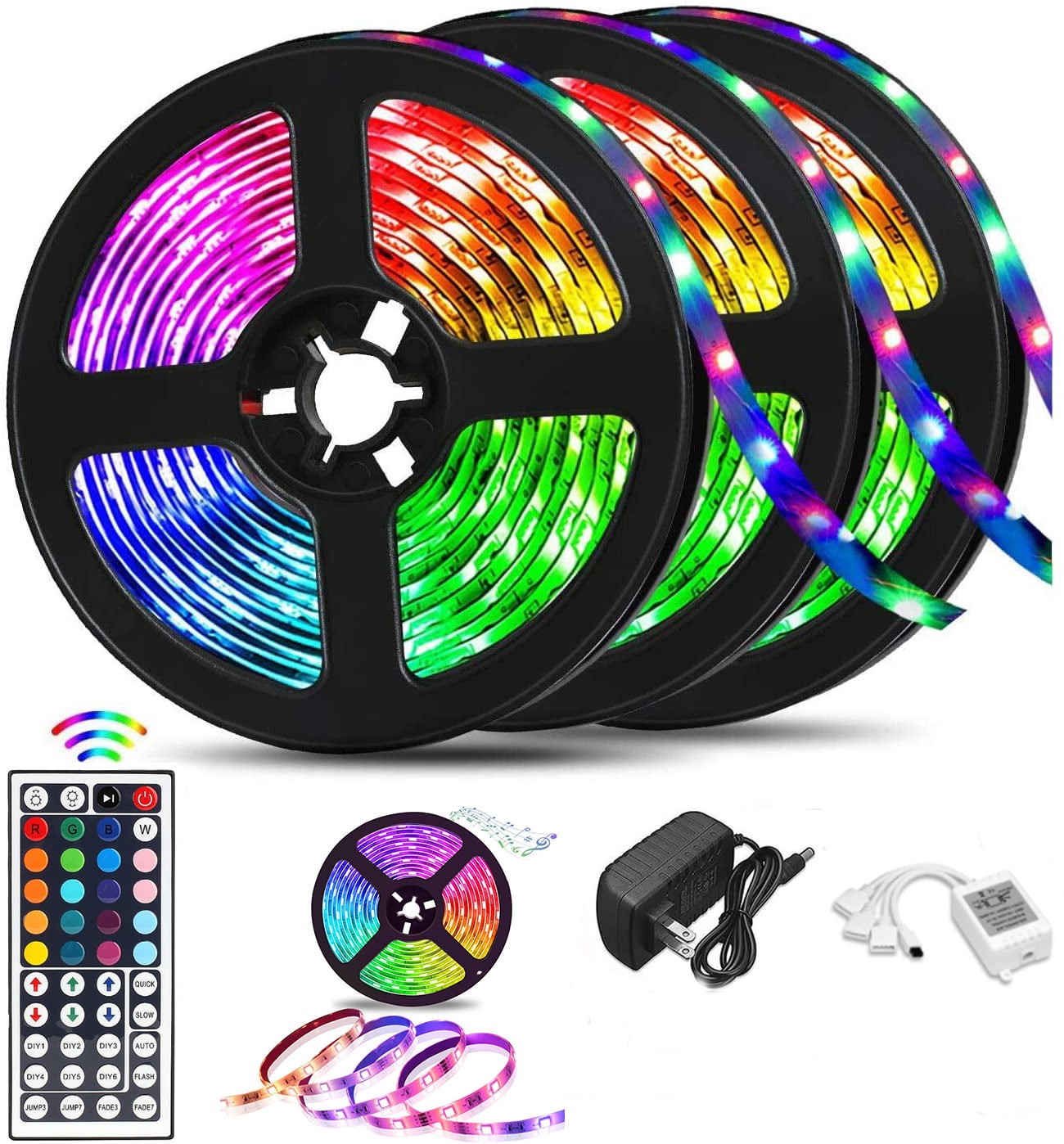 Details about   Led Strip Lights 44 Keys IR Remote and 12V Power Supply Flexible Color Changing 