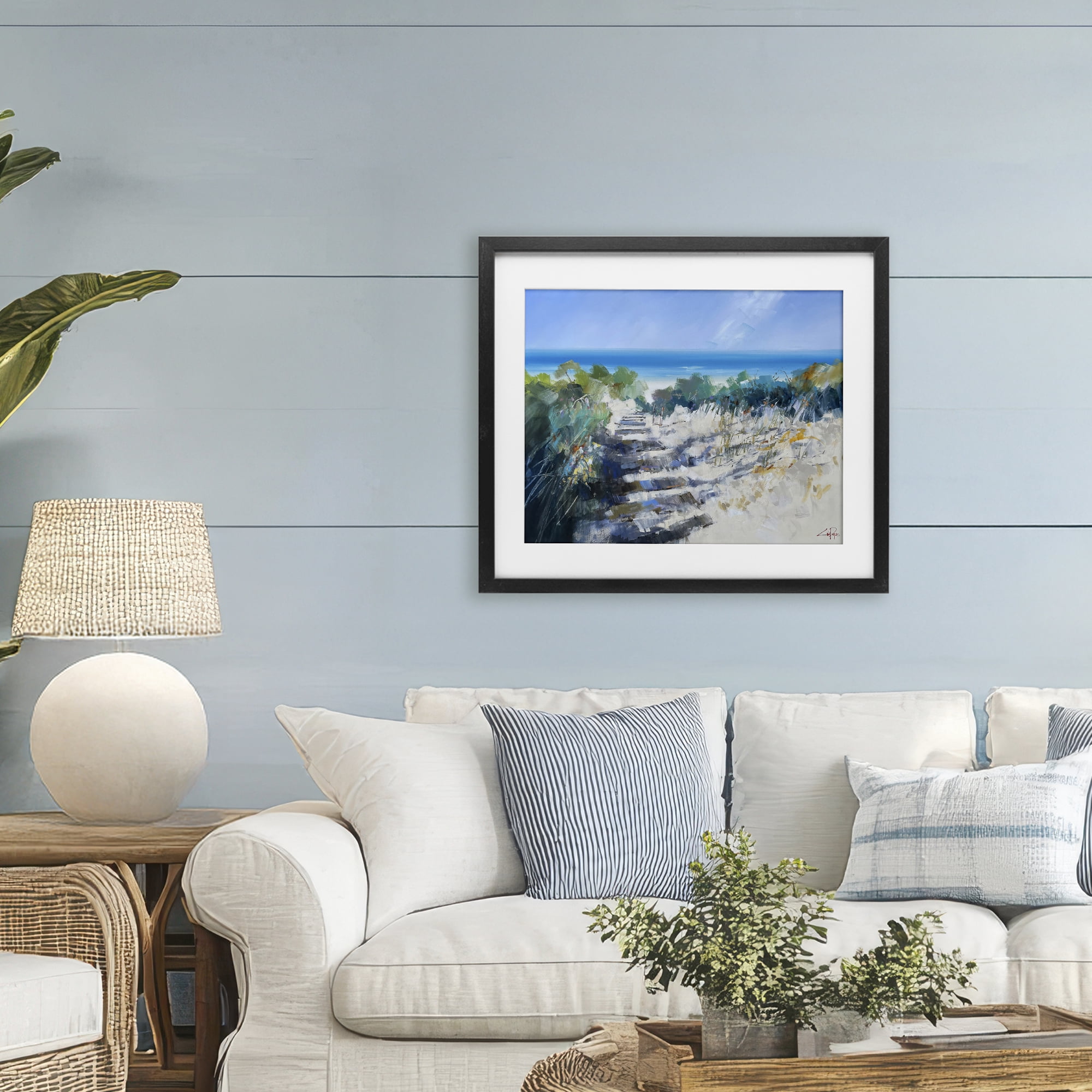 Stupell Industries Beach Steps in Robe Black Framed Print Under Glass, design by Craig Trewin Penny