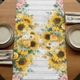thumbnail image 5 of Table Runners 60 Inches Long Dress Scarves, Sunflower Gnomes Farmhouse Kitchen/Dining Table Runner, Small Coffee Tablerunners, Spring Eucalyptus Floral Gray Wooden 13x60 Inch, 5 of 9