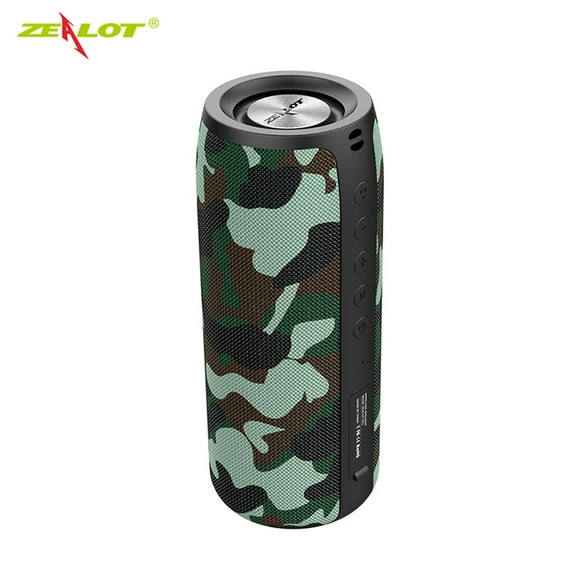 ZEALOT S51 Green Camouflage Portable Bluetooth Speaker Outdoor 10W TWS Connection High Quality Sound IPX5 Waterproof 8 hours use time Speaker