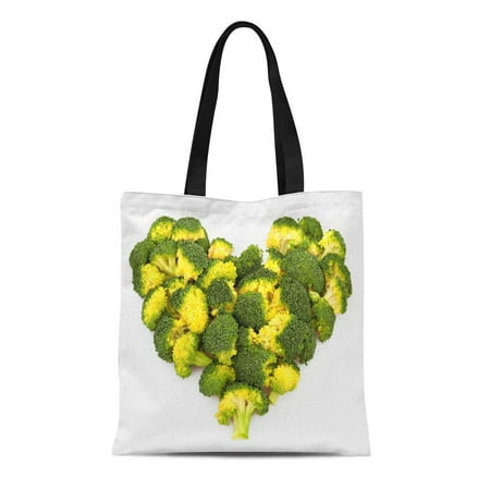 Heart Shaped Food SIDONKU Canvas Tote Bag Food Broccoli Reusable Shopping Vegetables Heart Healthy Shaped Organic Reusable Handbag Shoulder Grocery Shopping Bags ()
