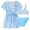 Sky Blue, variant on Ticikt Girls 3-Piece Daisy Print Swimsuit Set, Crop Top Bikini with Cover Up, Kids Bathing Suit,Yellow,11-14 Years