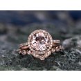 thumbnail image 2 of HeartsAndYou 3ct Natural Peach Morganite Halo Bridal Set Engagement Ring 14k SOLID Rose Gold, 2 of 9