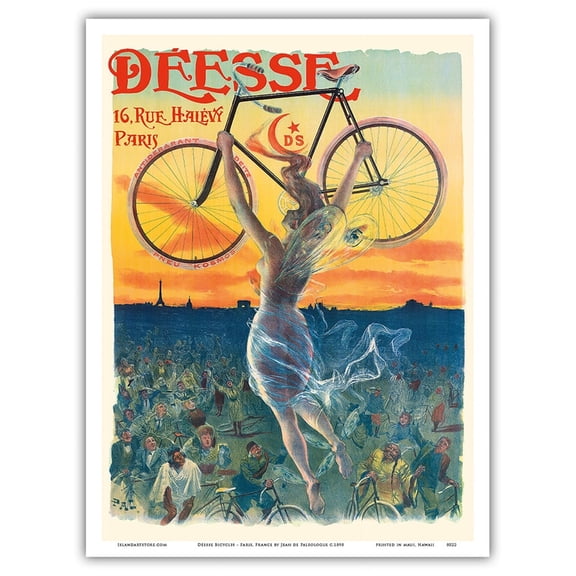Déesse Bicycles - Paris France - Winged Goddess - Vintage Advertising Poster by Jean de Paleologue c.1898 - Master Art Print (Unframed) 9in x 12in