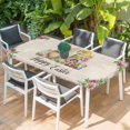 thumbnail image 2 of Easter Gnomes Table Cloths for 5 Foot Rectangle Tables, Spring Floral Colorful Eggs Leaves Beige Patio Waterproof Elastic Fitted Tablecloths, Washable Rectangular Table Cover for Camping, 2 of 8