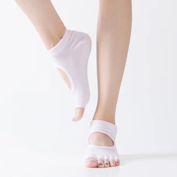 LNGOOR Yoga Toe Garter Grip Pilates Ladies Toeless Socks for Pilates Barre Fitness Non-Slip Socks