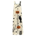 thumbnail image 4 of Halloween Jumpsuits for Women Skull Skeleton Sleeveless Backless Horror Overalls Castle Witch Hat Wide Leg Funny Rompers, 2XL, 4 of 5