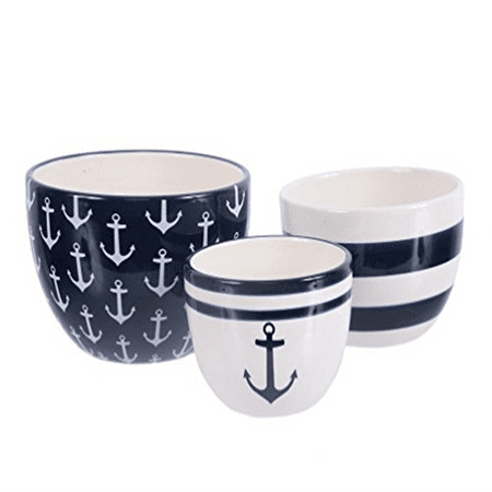 UPC 747552204547 product image for Nautical Themed Ceramic Nesting Mixing Bowls -Set of 3 | upcitemdb.com