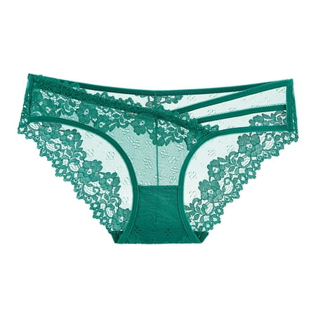 

Womens Sexy Lace G-St Briefs Floral See Through Underwear Comfortable Lace Trim Stretch Full Brief Stretchy Lace Low Rise Thong Sexy Underwear For Women Thongs For Women Green M