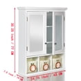 thumbnail image 6 of Cterwk Storage Cabinet with Mirror, 2 Doors 4 Adjustable Shelf + 3 Storage Basket, Wall Mounted Wood Cabinet for Bathroom Kitchen, 6 of 6