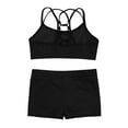 thumbnail image 4 of Yartina Big Girls 2-Piece Dance Gymnastics Sports Outfit Crisscross Back Crop Top with Booty Shorts Black 6, 4 of 6