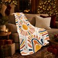 thumbnail image 3 of Stacked Sunburst Circles on Cream, Cheerful Modern Style for Sun Lovers, Geometric Solar Dot Pattern and Birthday Gift, Soft Flannel Blanket for Bedroom and Living Room, Home Decor, 3 of 9