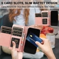 thumbnail image 2 of Wallet Case for iPhone 11 6.1 inch 2019, 5 Card Slots Magnetic Closure Zipper Pocket Handbag PU Leather Flip Case with Wrist Strap TPU Kickstand Cover - Rose Gold, 2 of 15