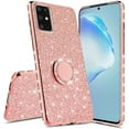 thumbnail image 2 of Glitter Phone Case For Galaxy S20 Plus/S20+ Case, Ring Kickstand Bling Cover for Girls Women Diamond Sparkly for Galaxy S20 Plus - Rose Gold, 2 of 5