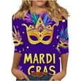 Dazajoo Daily Deals Mardi Gras Womens 3/4 Sleeve Shirts Holiday