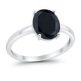 thumbnail image 2 of Solitaire Oval Ring Black CZ 925 Sterling Silver Size 4, 2 of 6