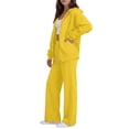 thumbnail image 4 of Women's 2 Piece Outfits Long Sleeve Zip Up Hoodie Wide Leg Pants Matching Sweatsuits Sets Yellow M, 4 of 7