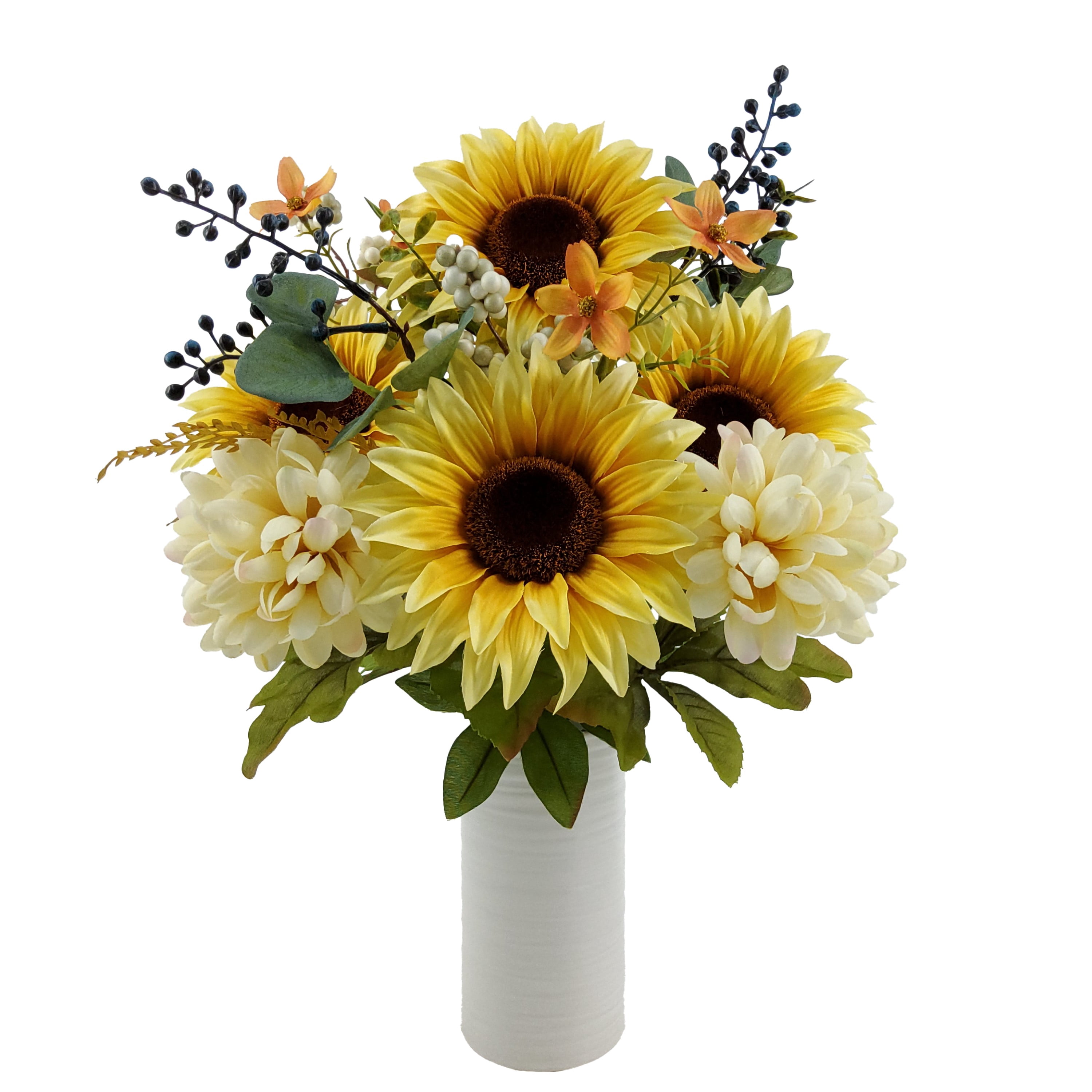 Mainstays Indoor 19 inch Artificial Polyester Sunflower Bouquet, Yellow Color