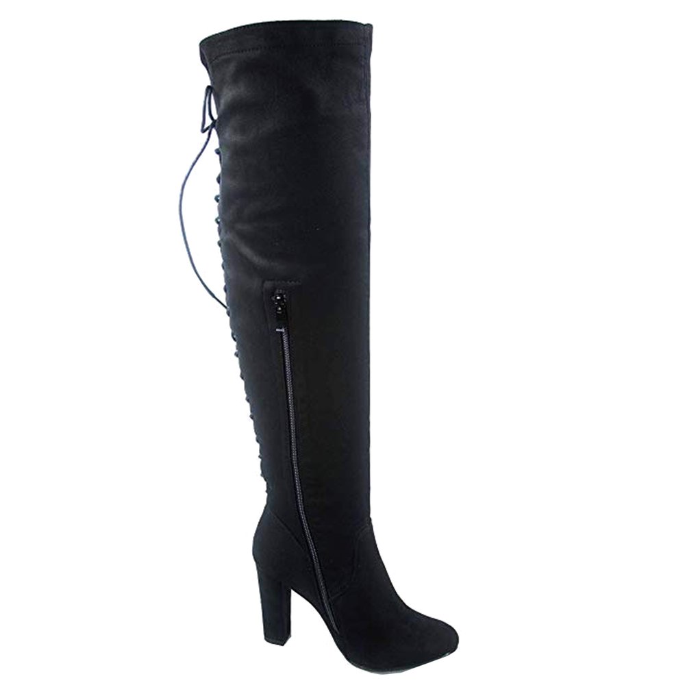 knee high chunky heels