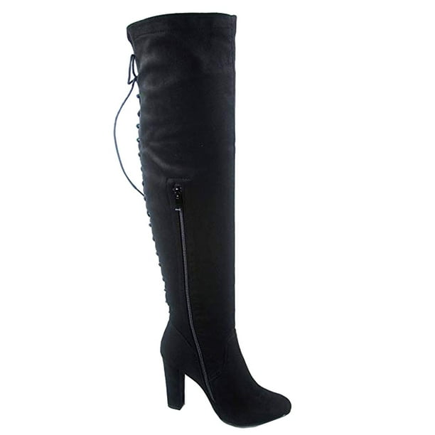 knee high chunky heels