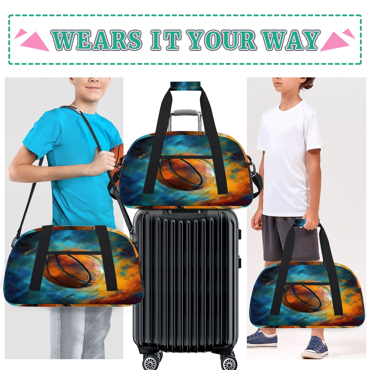 Qzjjjmy Soccer Bags for Boys Football Sport Duffel Bag Foldable Sport Gym Bag