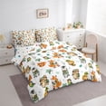 thumbnail image 2 of Castle Fairy Cute Fox Bear Monkey Zebra 7-Piece Twin Bedding,Happy Camping Animal Bedding Comforter Set,Off White Green,Reversible, 2 of 7