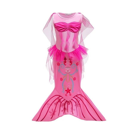 

TUOBARR Summer Savings Clearance! Ball Gown Dresses for Girls Toddler Baby Girls Tulle Sleeves Mermaid Hip Wrap Skirt Party Princess Dress Pink 120