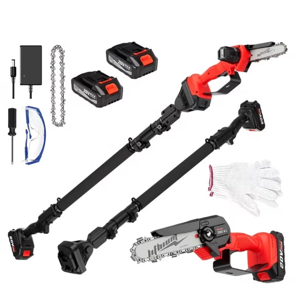 6-inch chain electric pole saw dual battery red