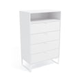 thumbnail image 2 of Kappesberg Collins White Tall 4-Drawer Dresser with Open Shelf – 47.6"H x 29.1"W x 17.7"D - for Adults and Teens, 2 of 6