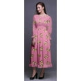 thumbnail image 3 of Bimba Women Long Sleeve Smocked Dress Round Neck Ruffle Summer Maxi-Medium, 3 of 5