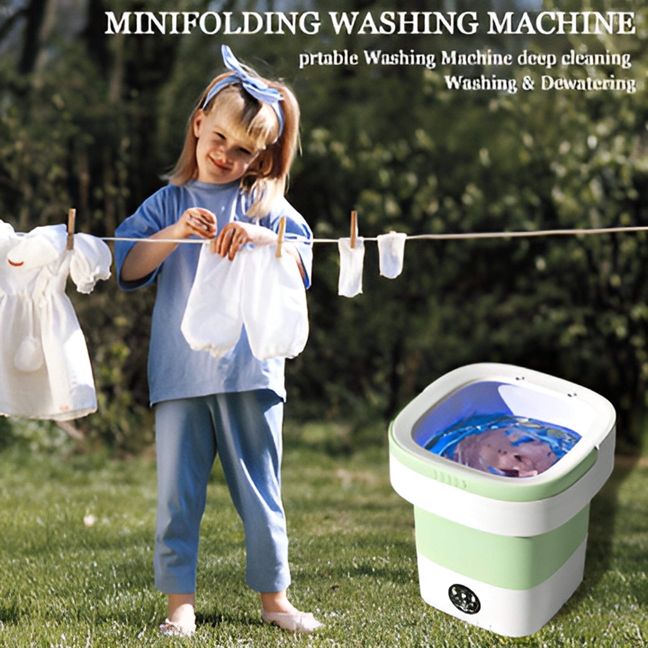CURYMAY 2026 New Portable Washing Machine,Mini Washer,12L Upgraded Large Capacity Foldable Washer,Deep Cleaning of Underwear,Baby Clothes&Other Small Clothes. Suitable for Hotel,Camping(Green)