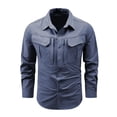 thumbnail image 3 of Havenx Men's Sun Protection Fishing Shirts Long Sleeve Button Down Shirt with Zipper Pockets Upf 50+ Tops Lightweight Summer Travel Cooling Camping Clothing,Blue 2XL, 3 of 6