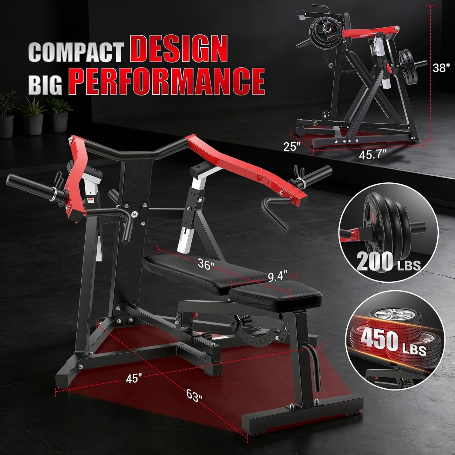 VIBESPARK Chest Press Machine, 1250LBS Foldable Bench Press Machine with Independent Arms, Adjustable Flat/Incline/Decline Bench for Chest, AB Workouts, Shoulder Training, Home Gym Equipment