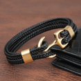 thumbnail image 3 of Pulsera de ancla para hombre hecha de cuero genuino trenzado de alta calidad., 3 of 4