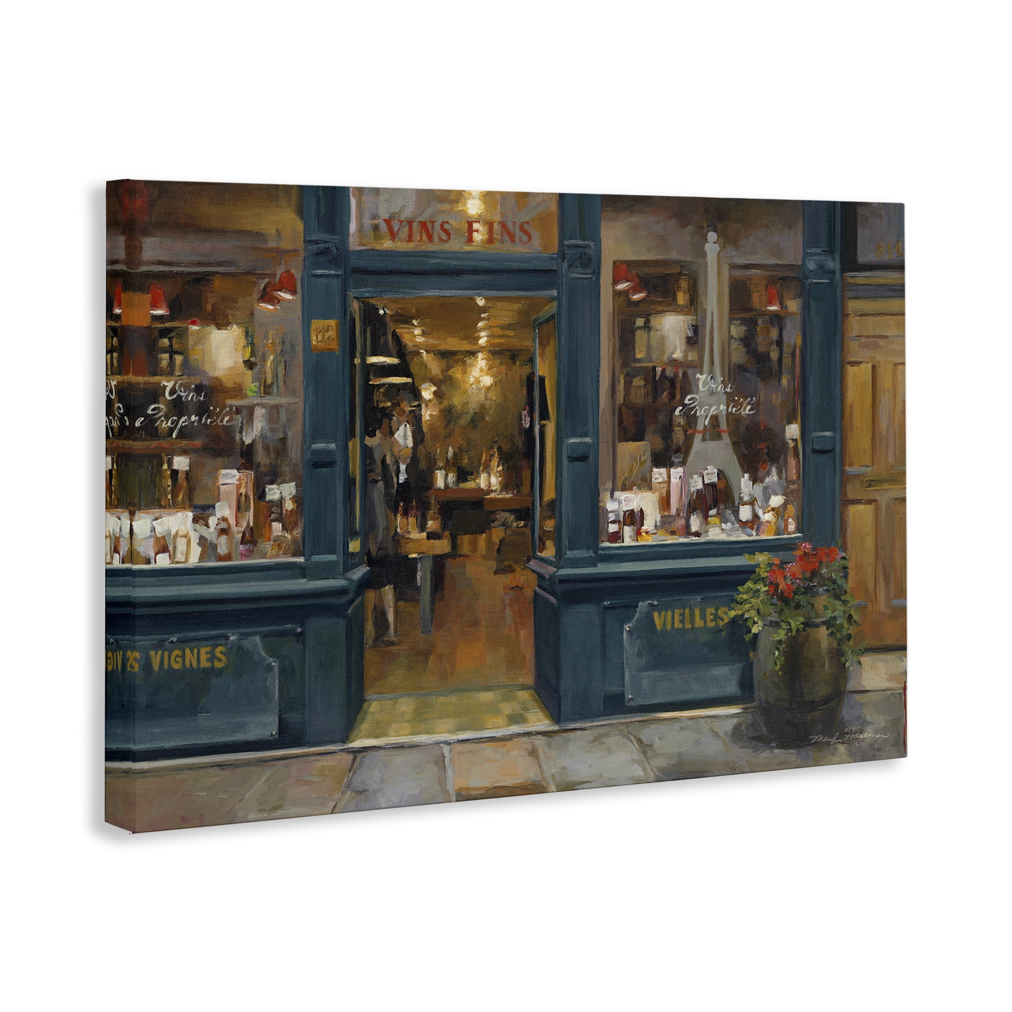 Stupell Industries Parisian Wine Shop Buildings & Architecture Painting Wrapped Canvas Art Print Wall Art, 45 x 30