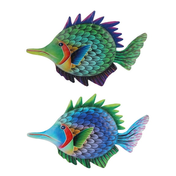 OUNONA  2 Pcs Iron Fish Wall Art Ornament Craft Home Decor Decorations
