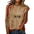 thumbnail image 5 of Womens Shirts Halloween Funny 3/4 Sleeve T Shirts Horror Halloween Printed Tops Spooky Crew Neck Pullover Holiday Three Quarter Length Blouses, L, 5 of 7