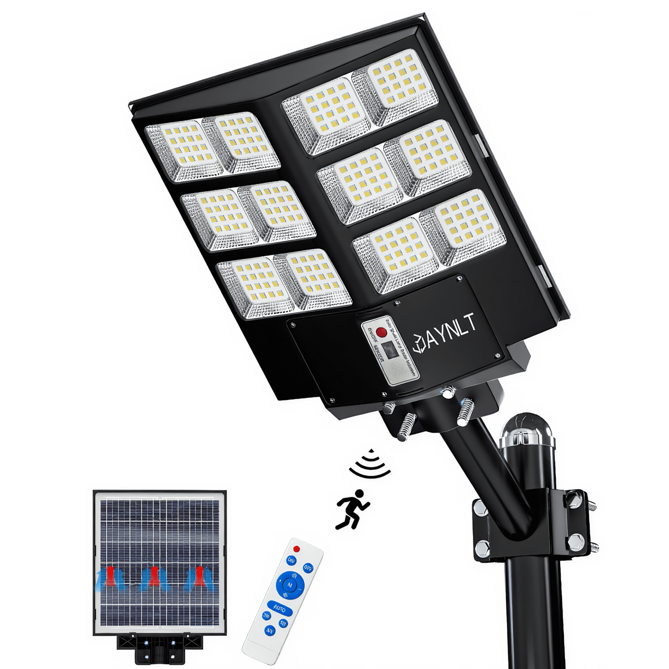 Bjsuc Solar Street Light - LED Security Street Outdoor Courtyard Lights, Super Bright 200000LM Commercial Parking Lot Light with Motion Sensor for Path, Porch