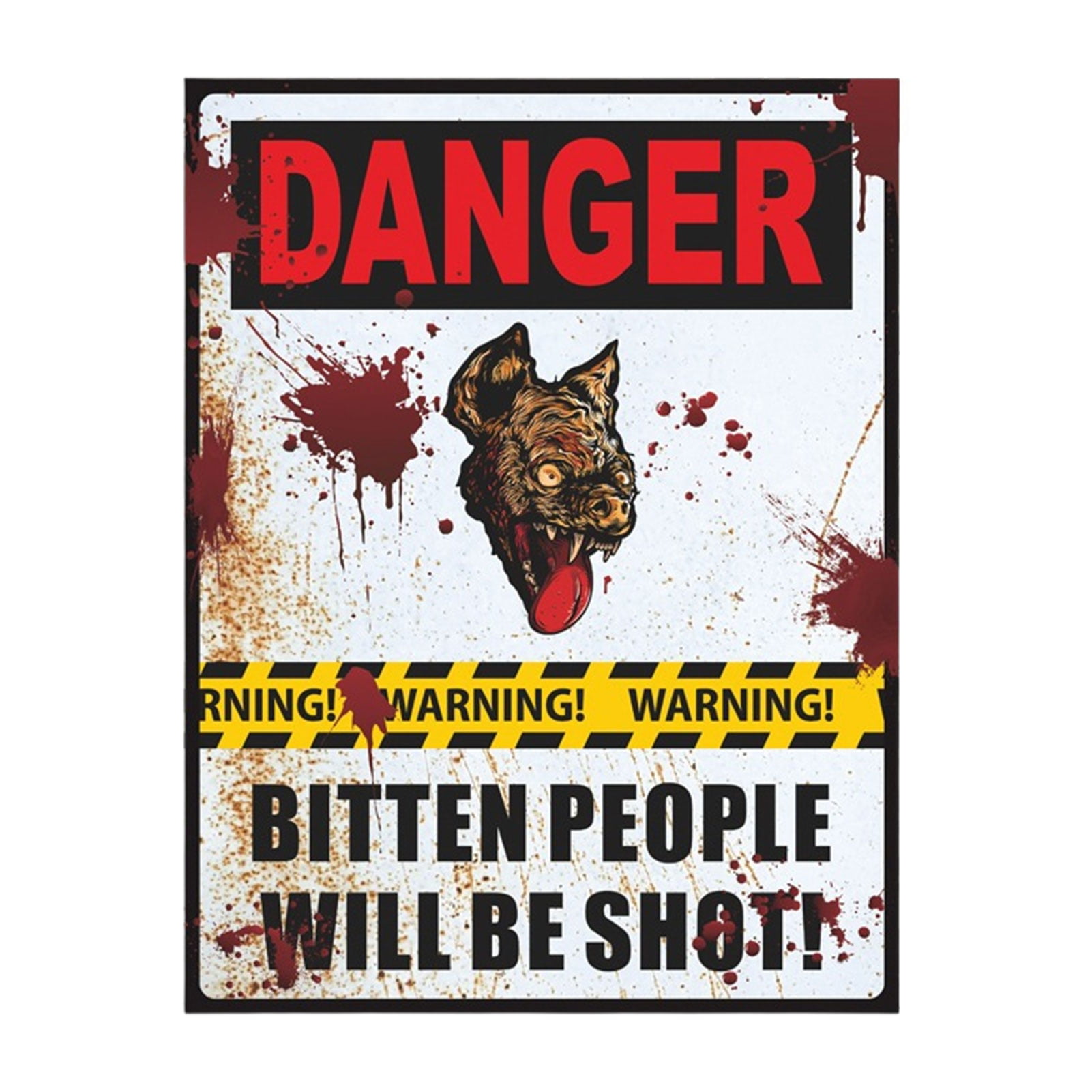 Kafei Halloween Danger Warning Signs | DANGER, BITTEN PEOPLE WILL BE SHOT  Beware Sign | Retro Chic Funny Luminous Stickers for Outdoor Door Wall  Window Decor 