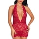 thumbnail image 1 of Traje de lencería Lencería de encaje sin espalda con cuello en V profundo con tanga para regalo de San Valentín Rojo purpúreo XL, 1 of 5