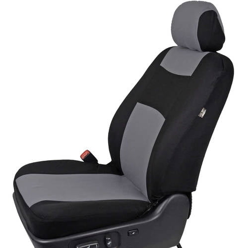 BDK Car Seat Covers 9pc Polyester Cloth 2 Front and Integrated Headreasts Rear Bench High Back Rear