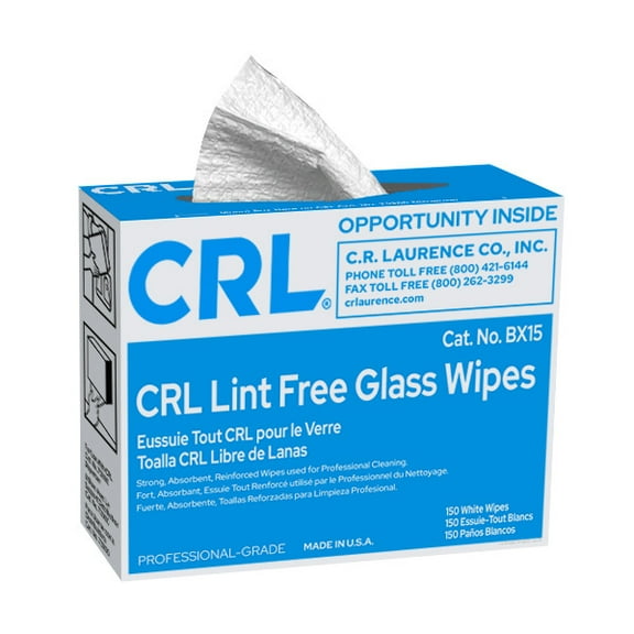 C.R. Laurence BX15 150 Lint-Free Glass Wipes - 1 Box (150 Wipes)