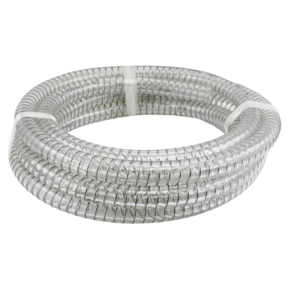 Duda Energy STpvc075-010ft 10' x 3/4 ID Steel Wire Suction PVC Flexible Tubing High Pressure Heavy Duty UV Chemical Resistant Vinyl Hose
