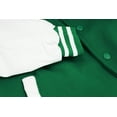 thumbnail image 3 of Men's Classic Two Tone Snap Button College Sports Letterman Varsity Jacket (Forest Green/White, 3XL), 3 of 3