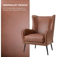 thumbnail image 4 of Faux Leather Accent Chair, Comfy Upholstered Armchair with Metal Legs and Wingback for Reading Living Room Bedroom, Brown, 4 of 10