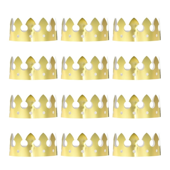Uxcell 12 Pcs Paper Crowns Gold Foil Crown for Birthday Party,Simple Style